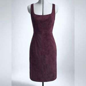 Vintage 100% suede tank style midi dress, low back, Burgundy, sz8
